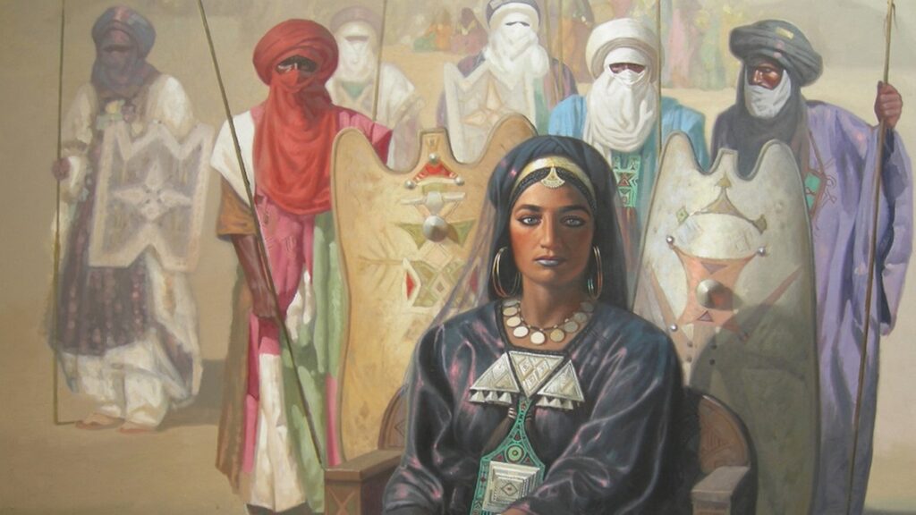 Tin Hinan, légendaire reine touarègue : Huile sur toile de Hocine Ziani, exposée au musée national du Bardo à Alger